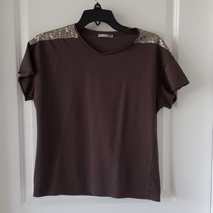 Grey zara blouse w sequins